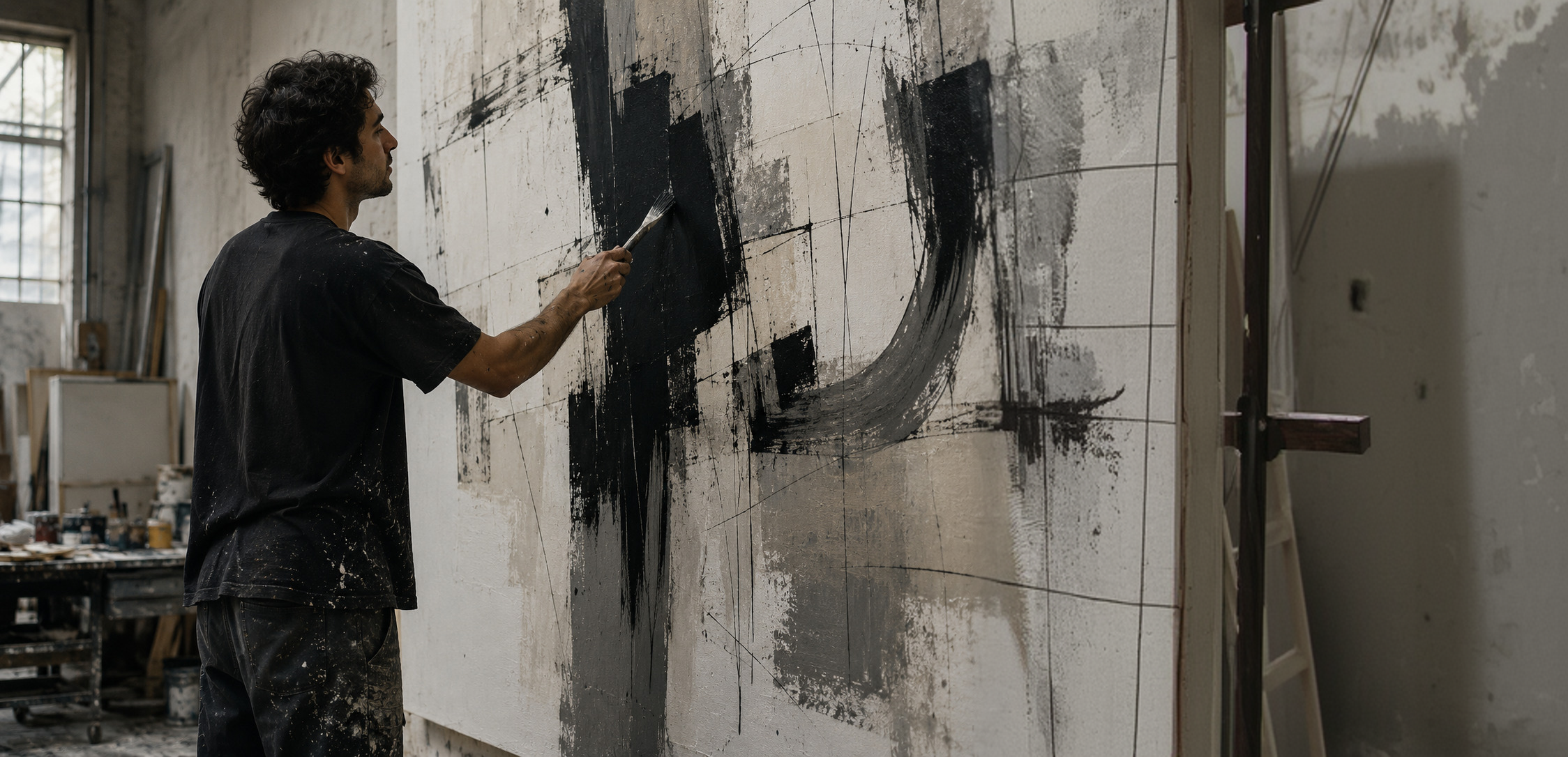 Artist at work on the original Hunt artwork