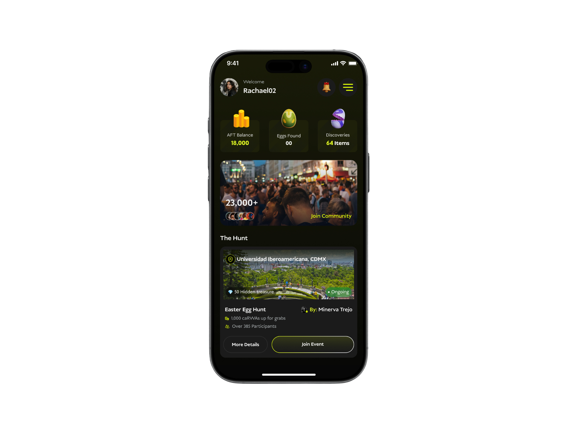 The Hunt app on a smartphone